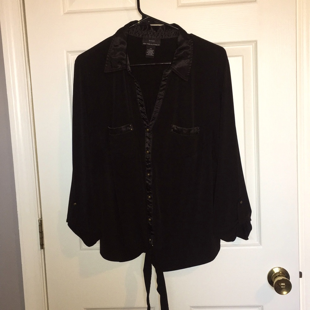 Black button down with gold buttons